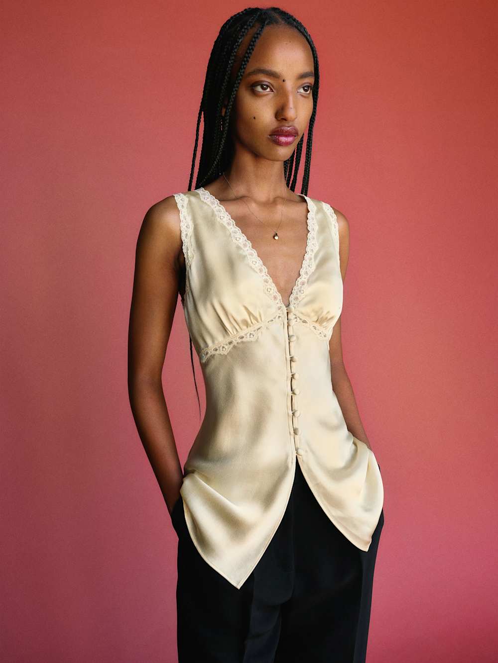 Reformation Addie Silk Top - Sugar