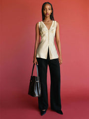 Reformation Addie Silk Top - Sugar
