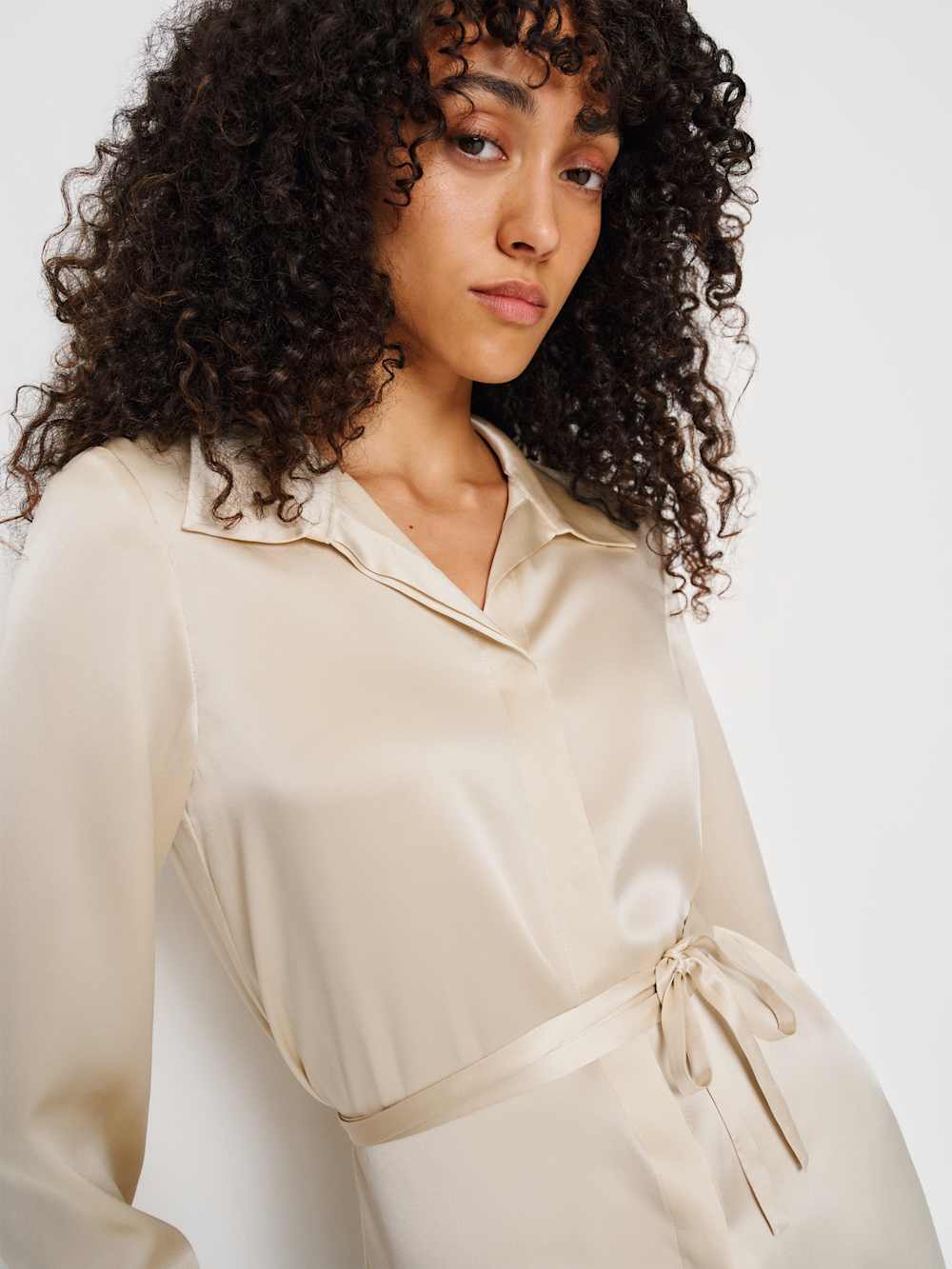 Reformation Camilla Silk Top - Almond