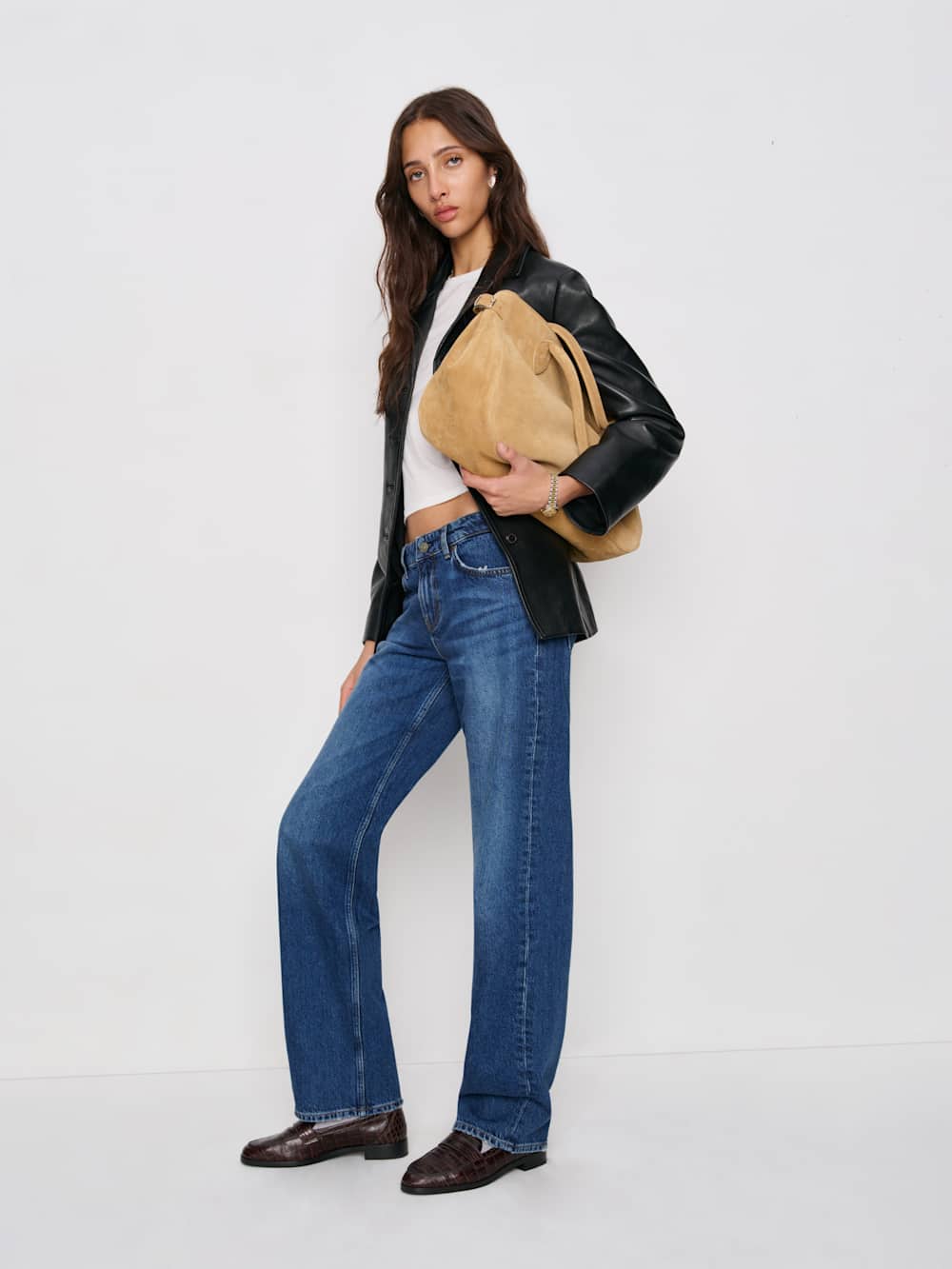 Reformation Charlee Low Rise Straight Leg Long Jeans - Maggiore