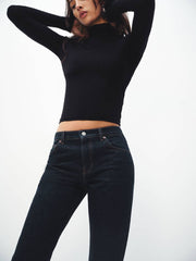 Reformation Greer Mid Rise Straight Long Jeans - Ondine