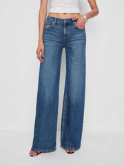 Reformation Greta Super Stretch Low Rise Wide Leg Short Jeans - Willamette