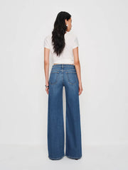 Reformation Greta Super Stretch Low Rise Wide Leg Short Jeans - Willamette
