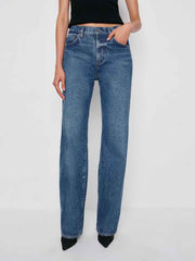 Reformation Val 90s Mid Rise Straight Long Jeans - Pelican