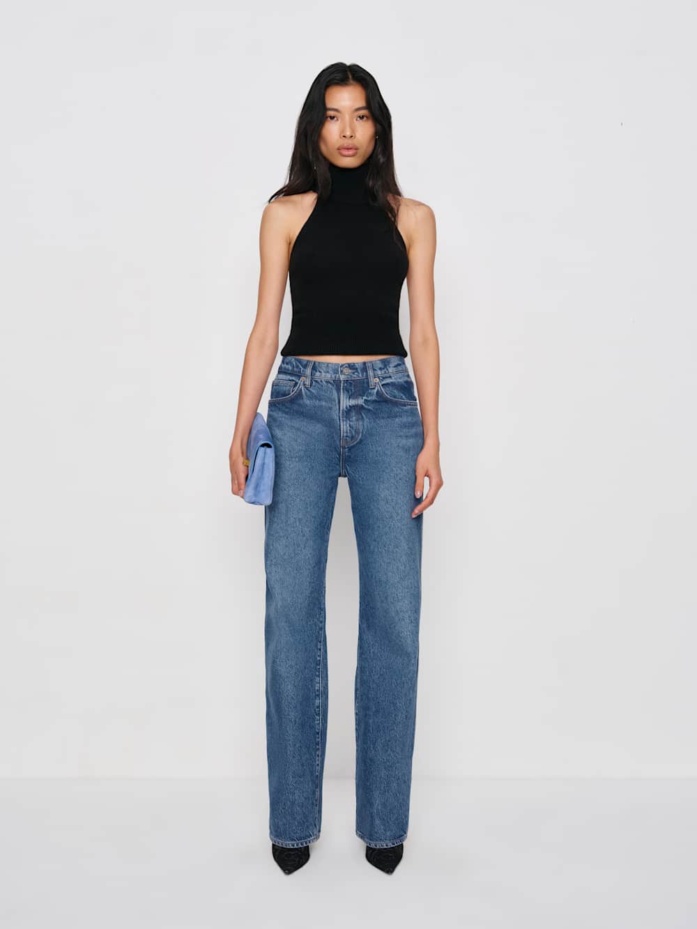 Reformation Val 90s Mid Rise Straight Short Jeans - Pelican