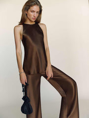 Reformation Saskia Silk Top - Pinecone