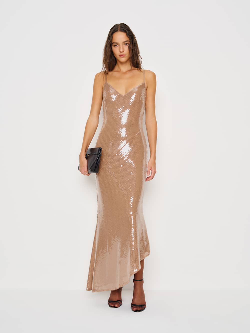 Reformation Aurore Dress - Mocha Sequin