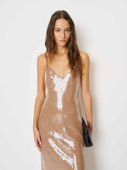 Reformation Aurore Dress - Mocha Sequin
