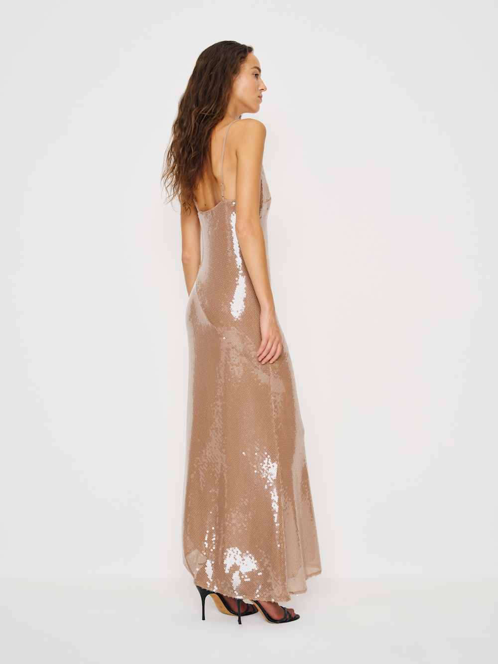 Reformation Aurore Dress - Mocha Sequin