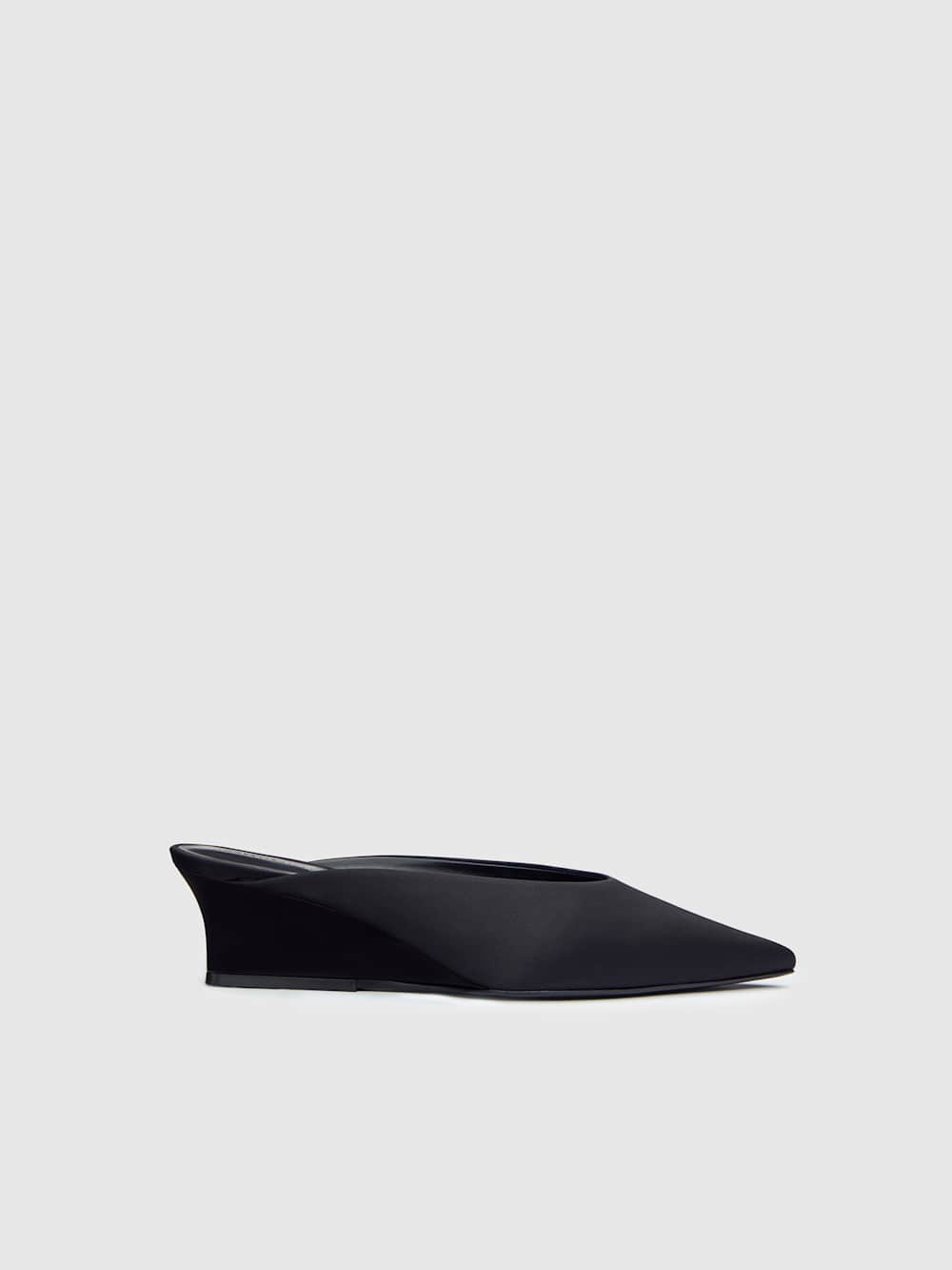 Reformation Marilyn Wedge Mule - Black Satin