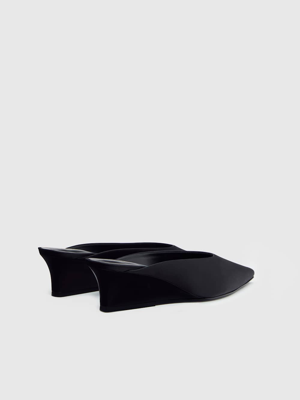 Reformation Marilyn Wedge Mule - Black Satin