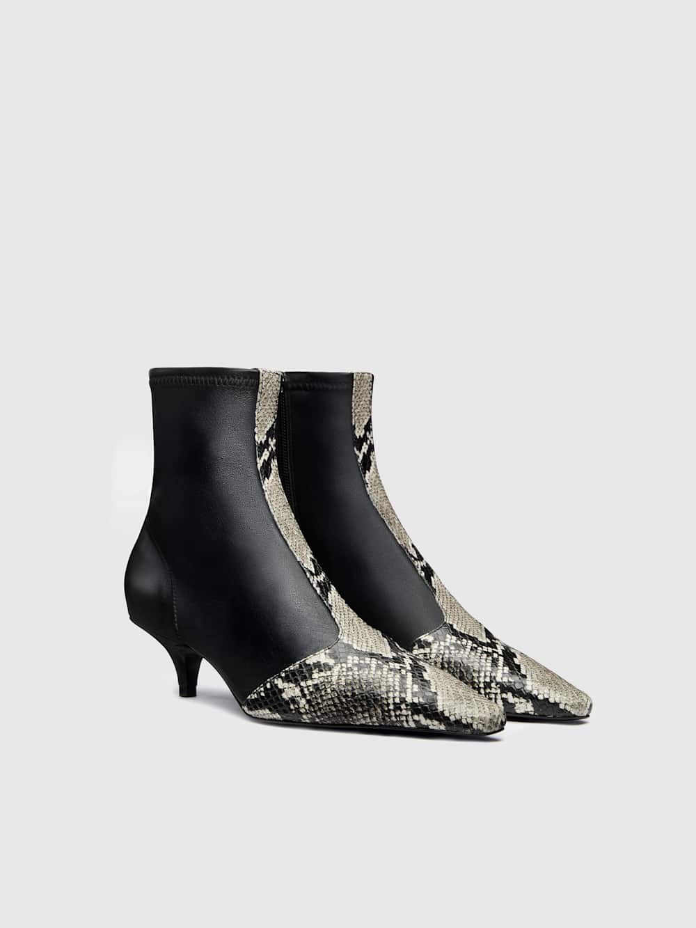 Reformation Robbie Ankle Boot - Black Snake Stretch
