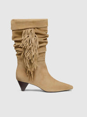 Reformation Davina Slouch Boot - Hazel Suede Fringe