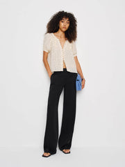 Reformation Calia Sheer Top - Salt And Pepper