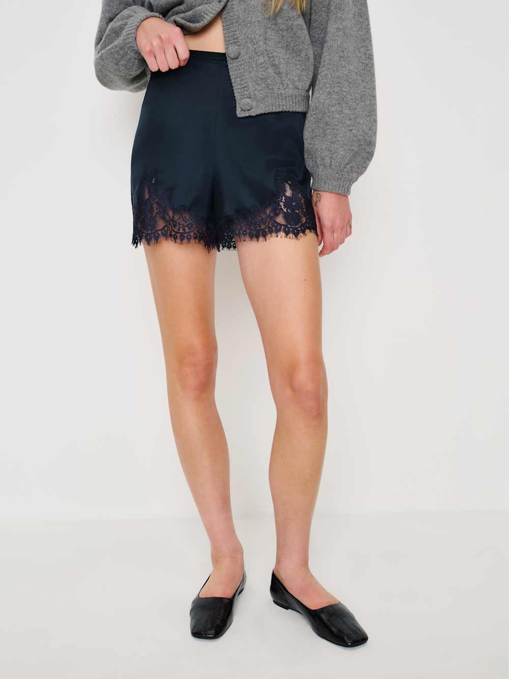 Reformation Inez Ballet Flat - Black Eel