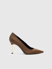Reformation Joelle Heeled Pump - Pinecone Satin
