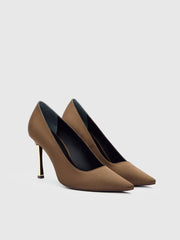 Reformation Joelle Heeled Pump - Pinecone Satin