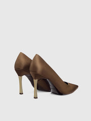 Reformation Joelle Heeled Pump - Pinecone Satin