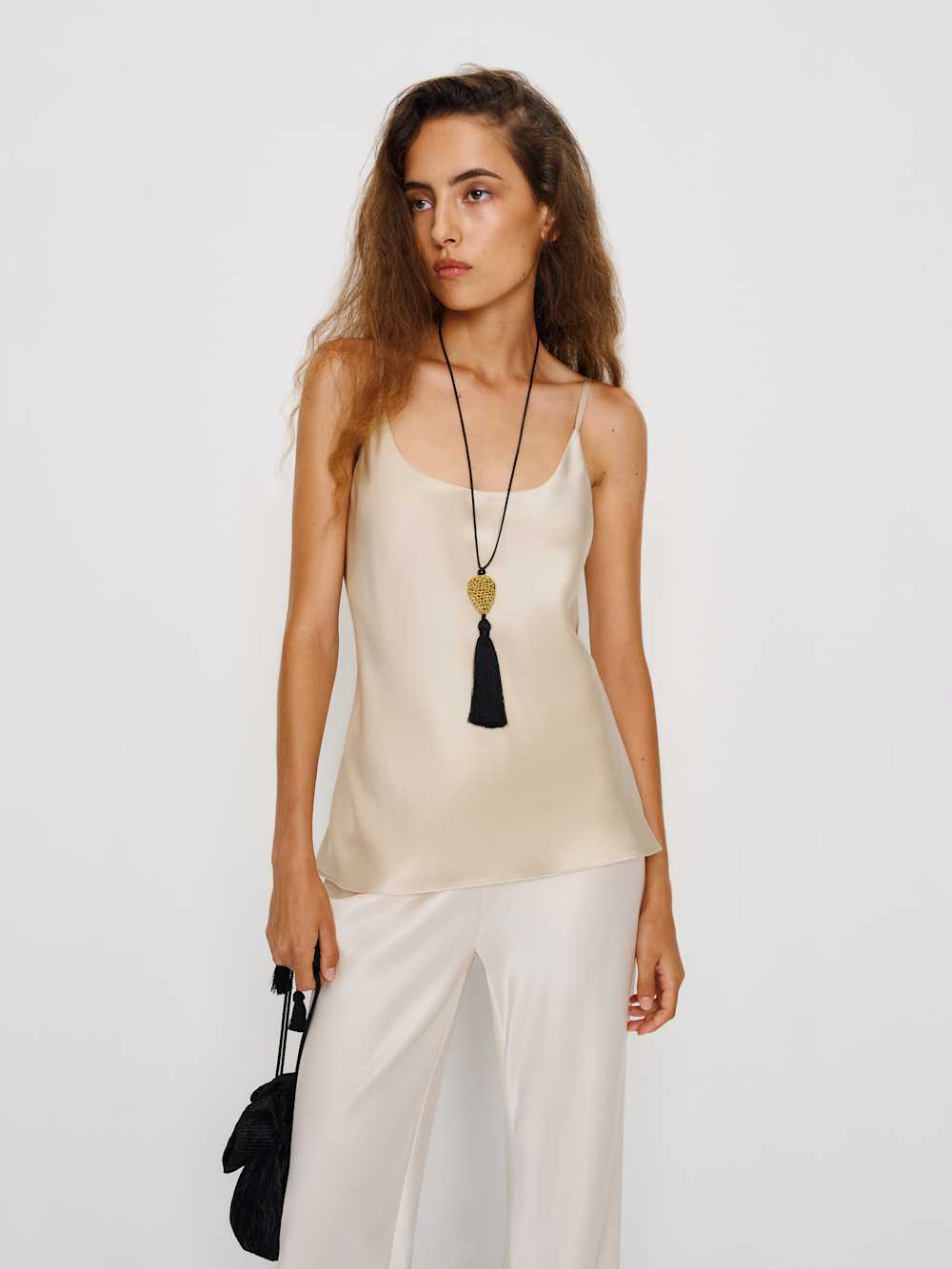 Reformation Lila Silk Top - Almond