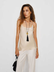 Reformation Lila Silk Top - Almond