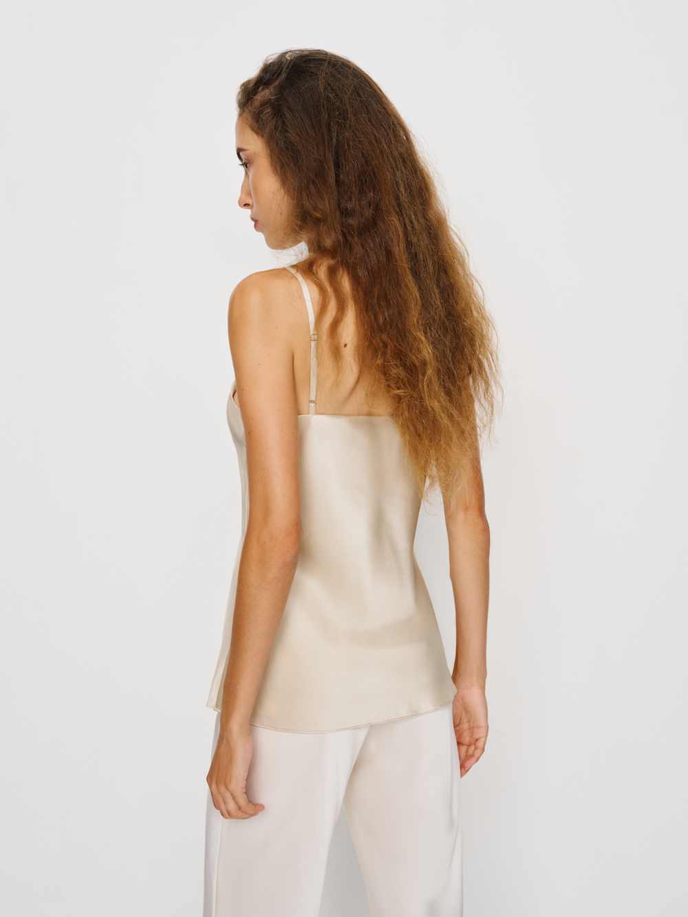 Reformation Lila Silk Top - Almond