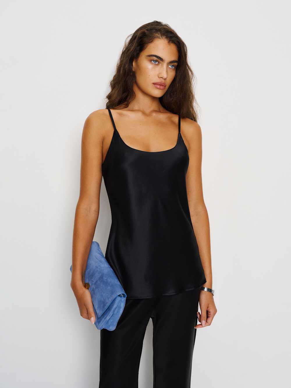 Reformation Lila Silk Top - Black