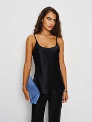 Reformation Lila Silk Top - Black