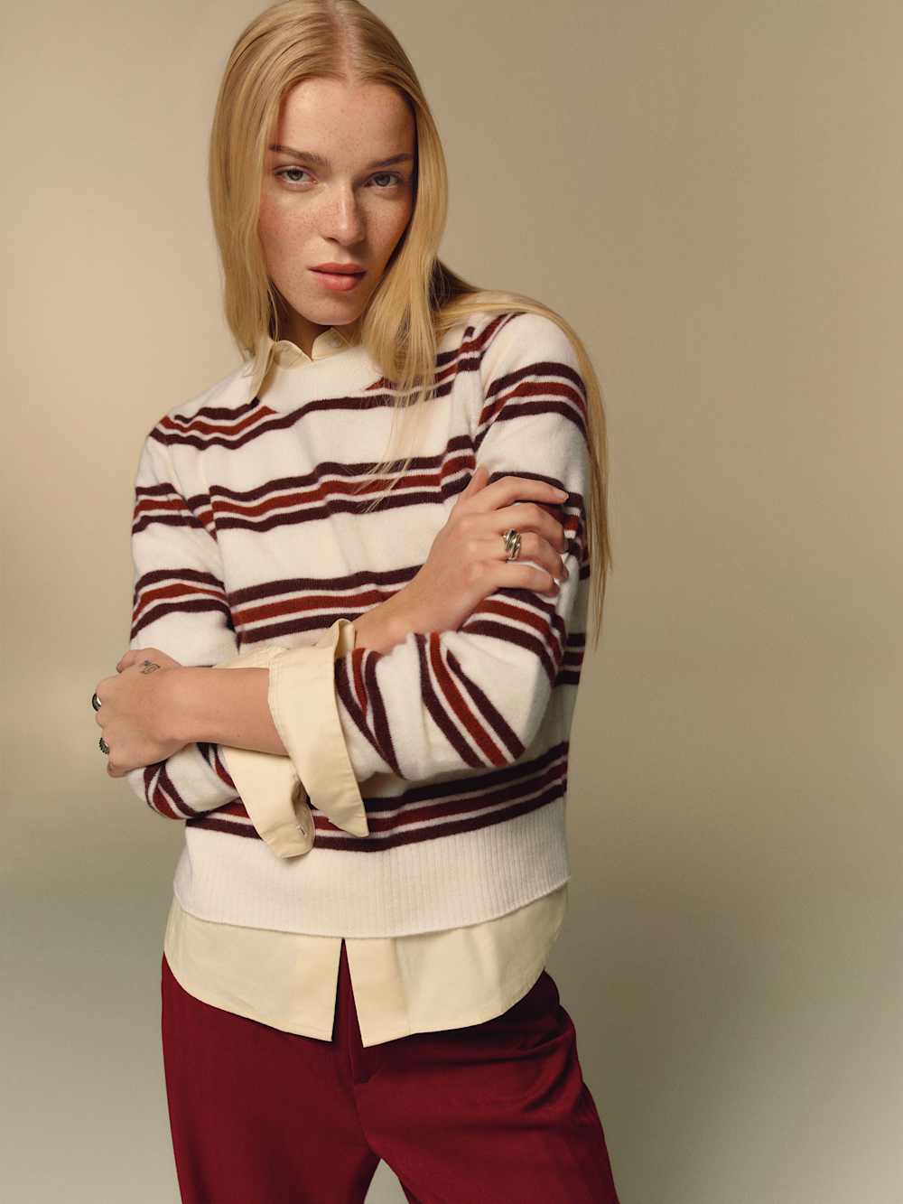 Reformation Nikki Cashmere Crew - Gossamer Multi Stripe