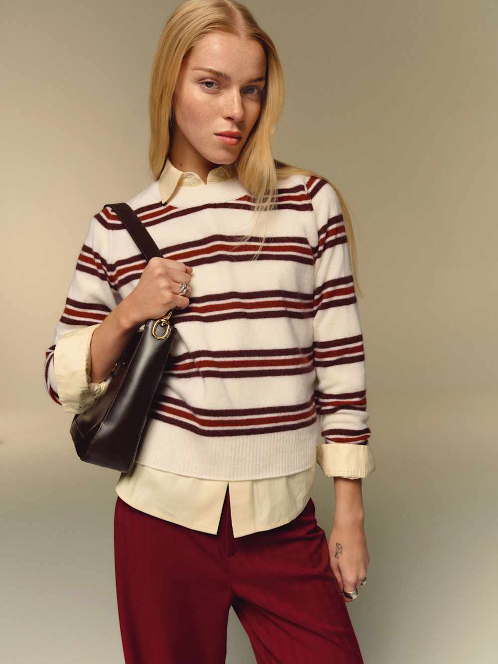 Reformation Nikki Cashmere Crew - Gossamer Multi Stripe
