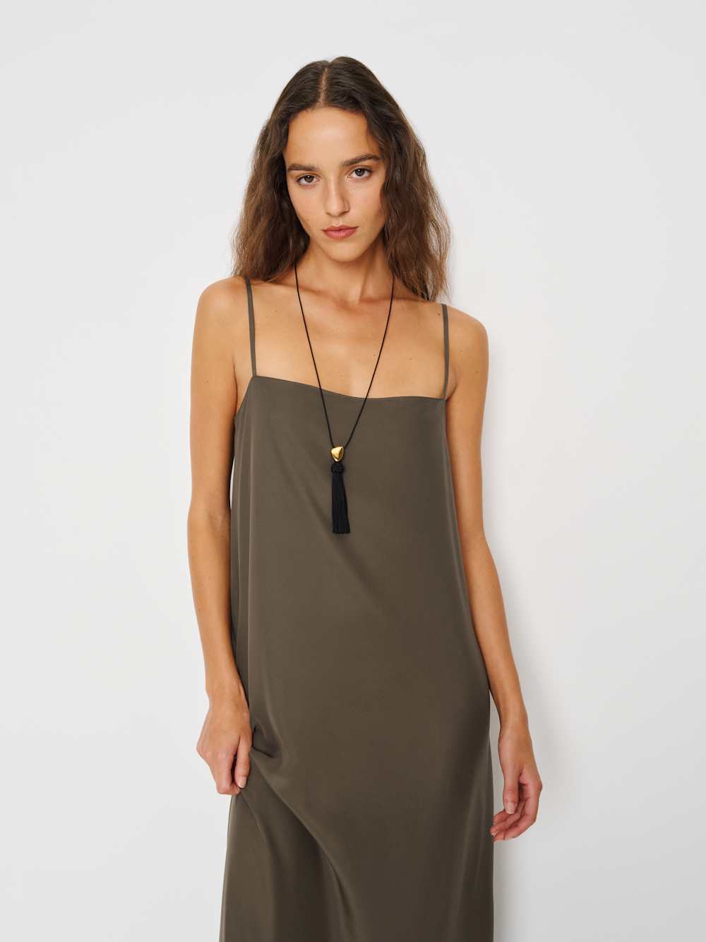 Reformation Glenna Silk Dress - Morel